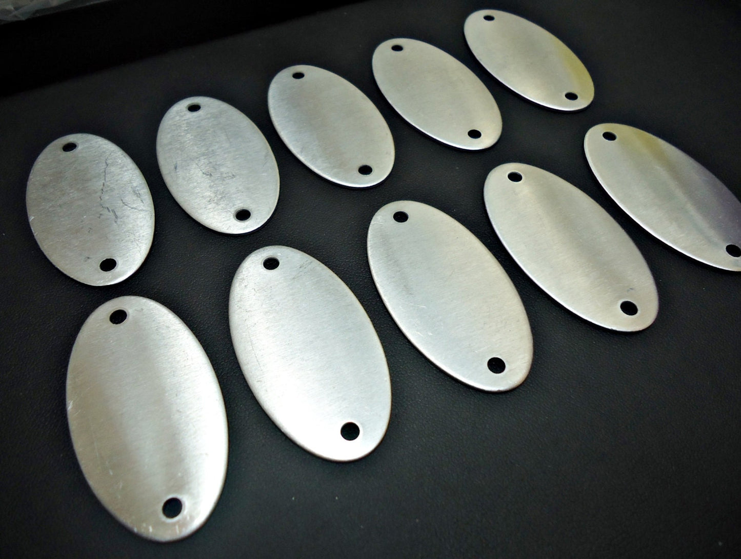 10 Large Oval Aluminum Stamping Blanks with 2 Holes - 1 7/8" Tall, Links, Connectors