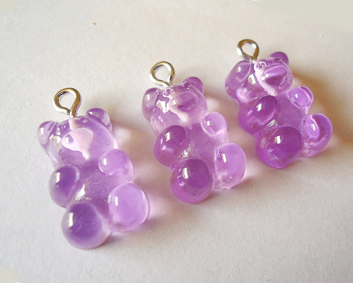 Translucent Gummy Bear Charms, Pink, Purple, Blue, Red Orange, Lemon Lime, Set of 20