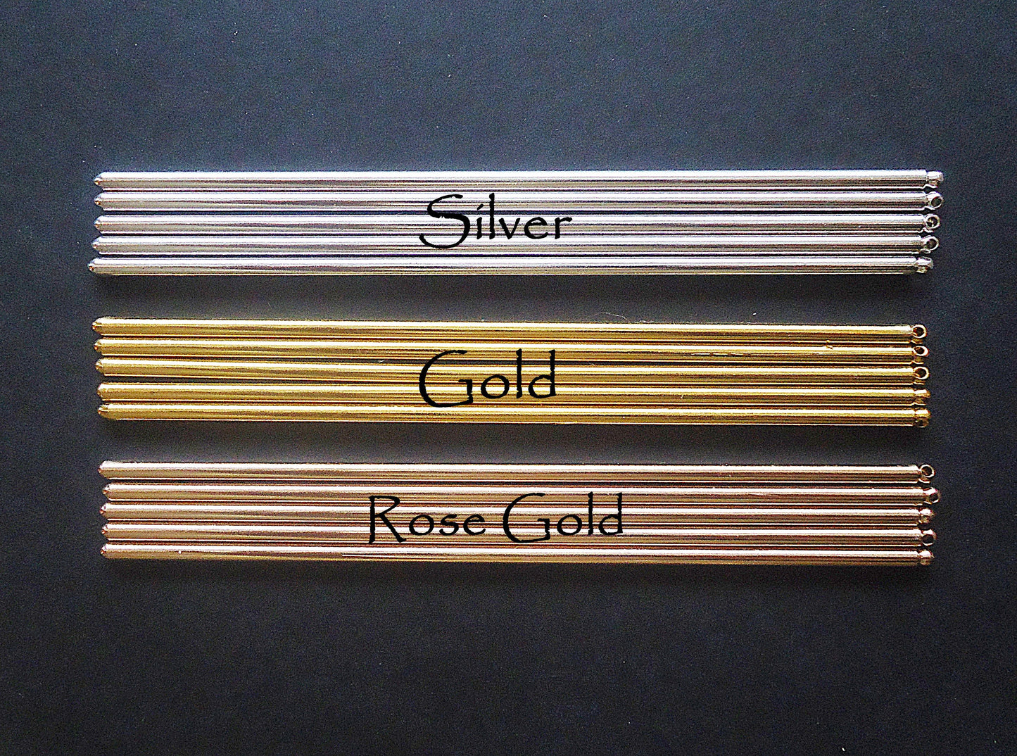 Metal Hair Sticks or Shawl Pins, 125mm (4 7/8") Long x 3mm Wide, Silver, Gold, or Rose Gold Plated