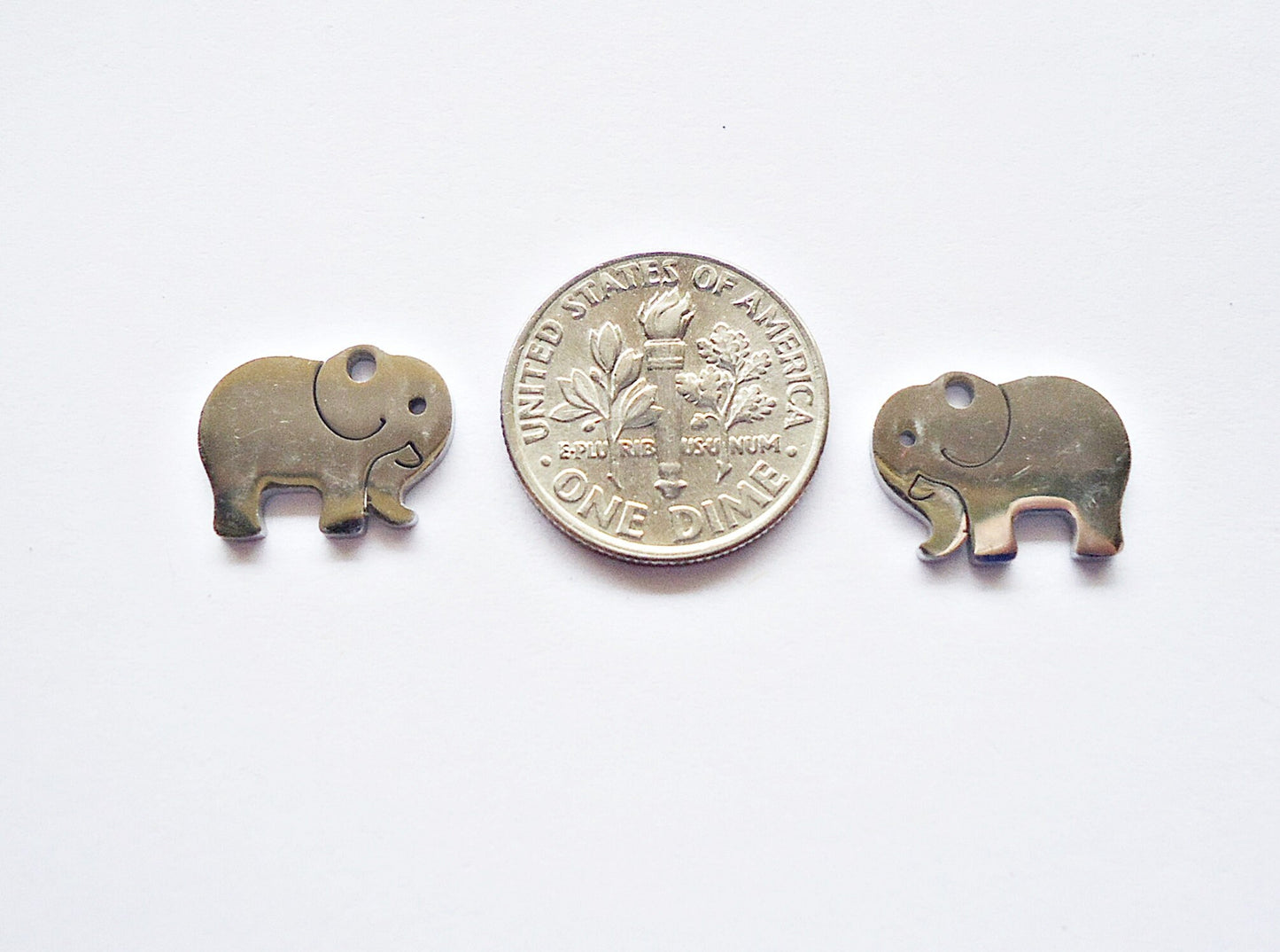 Small Stainless Steel Elephant Charms - 14mm x 11mm - Sets of 10