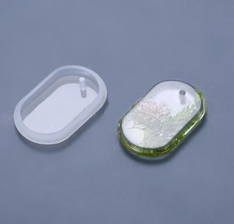 Silicone Mold for Epoxy Resin Crafts, Rounded Oval Dog Tag Pendant with Beveled Edge