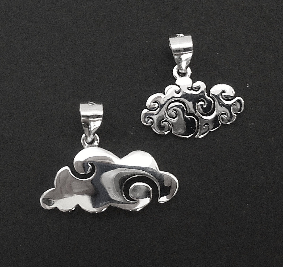 Sterling Silver Cloud Pendants with Soldered Bails, Two Sizes, Small and Medium