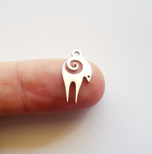 Small Stainless Steel Ram Charms - Aries Astrological Sign - 16mm x 9mm - Sets of 10