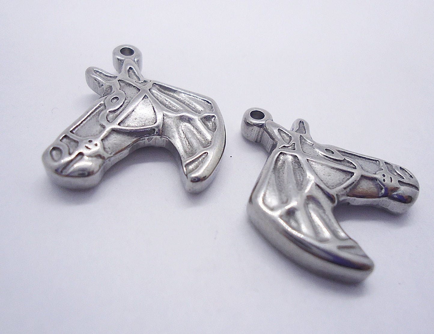 Stainless Steel Horse Head Pendant / Charm - 7/8" Tall x 3/4" Wide x 3mm Thick