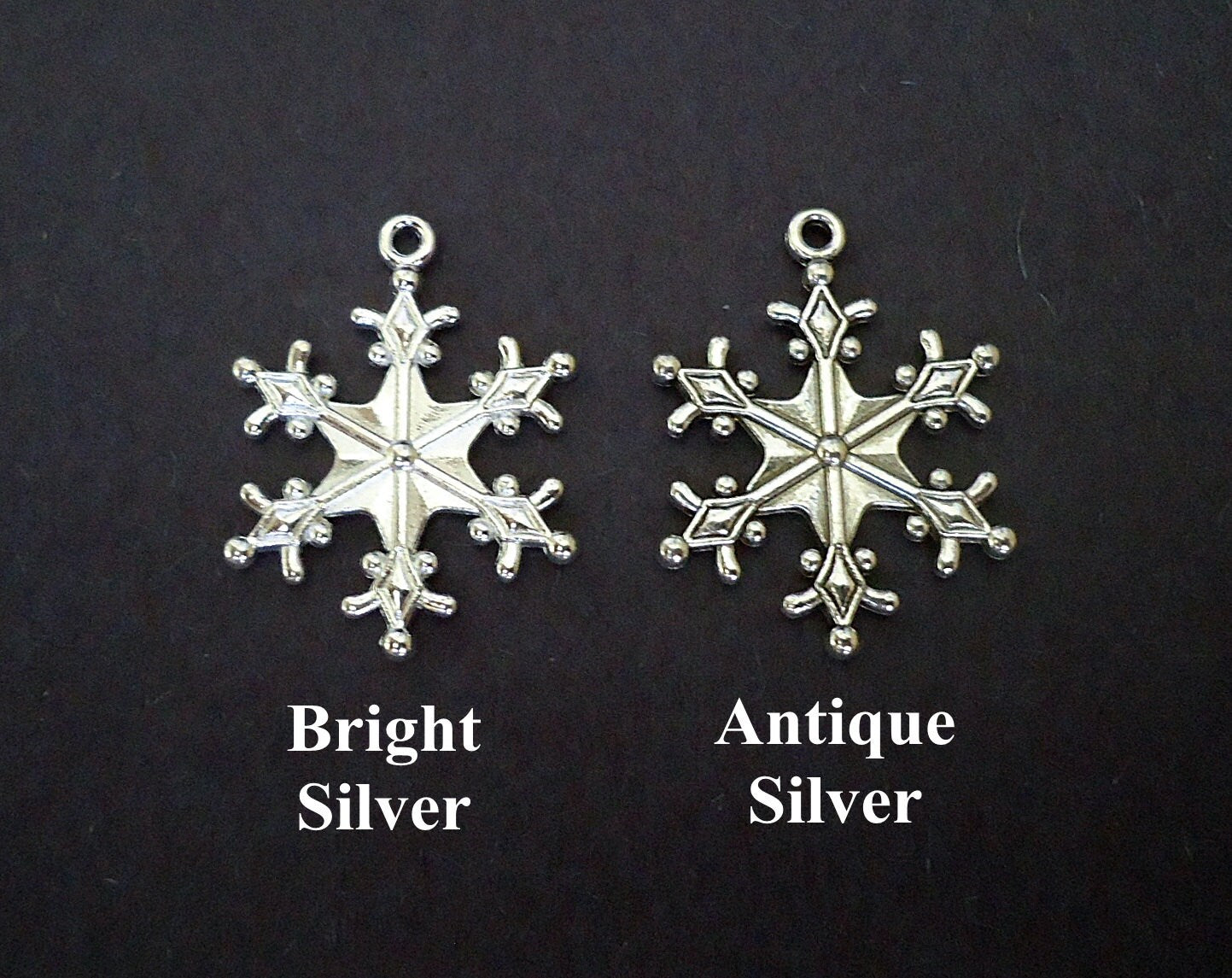 Antique Silver Snowflake Pendants / Charms - 1 Inch Wide - Set of 10 or 25