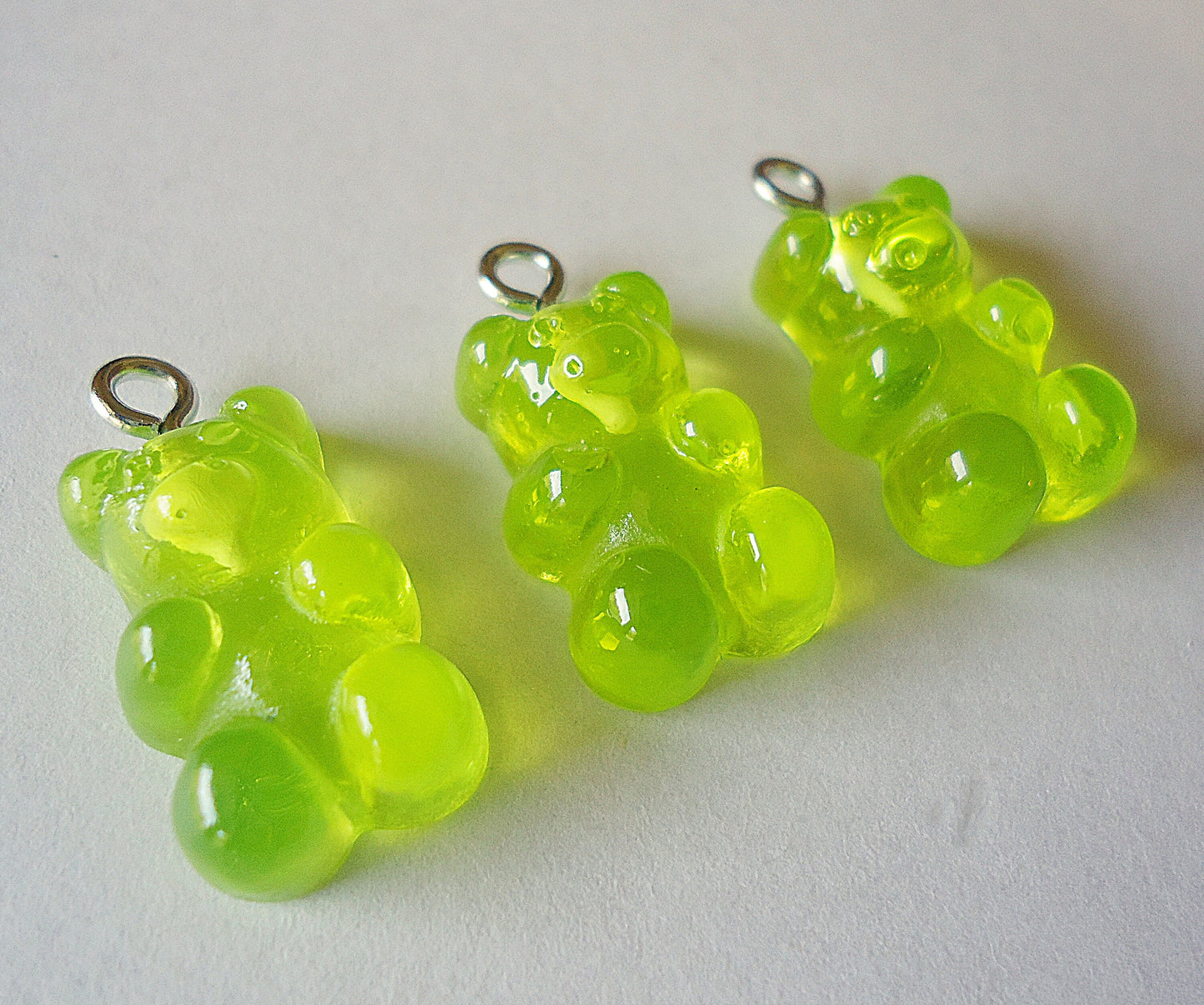 Translucent Gummy Bear Charms, Pink, Purple, Blue, Red Orange, Lemon Lime, Set of 20