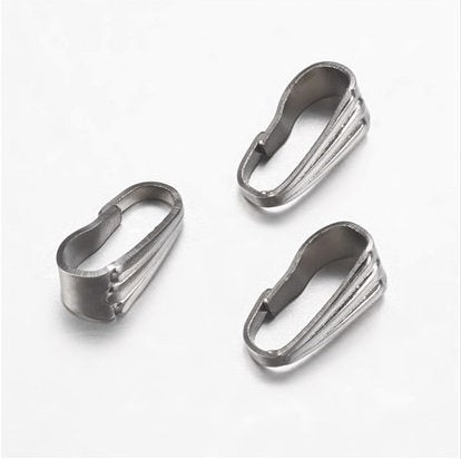 Small Stainless Steel Scalloped Bails, Jump Ring Alternative, 8.5x3mm