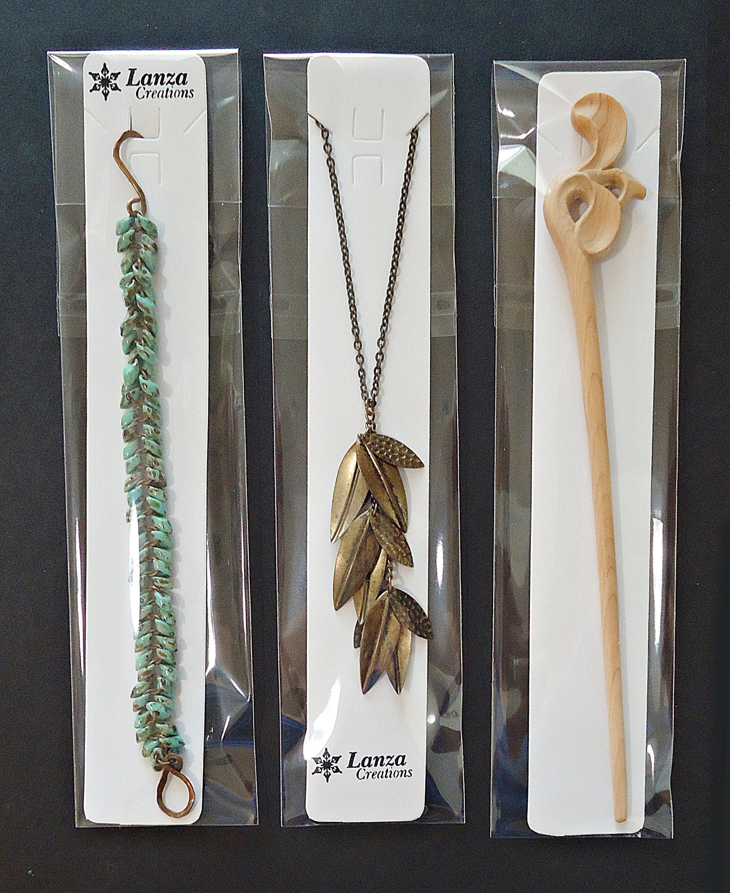 100 Cards & Cellophane Bags for Long Items, 8.25" Long, Packaging for Bracelets, Necklaces, Hair Sticks, Bookmarks, etc.