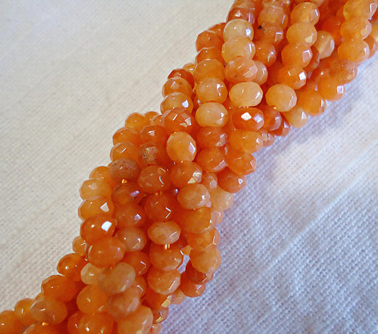 Stone Rondelle Beads - 4x3mm - Dark Orange - 14" Strand