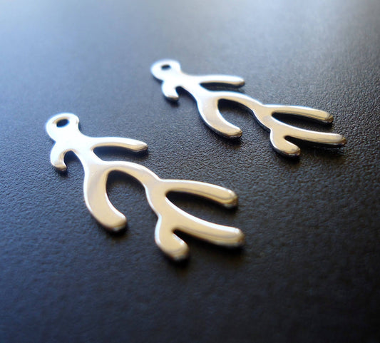 Stainless Steel Branch Pendants / Charms - 1 1/8" Tall x 7/16" Wide x .75mm Thick, Set of 10