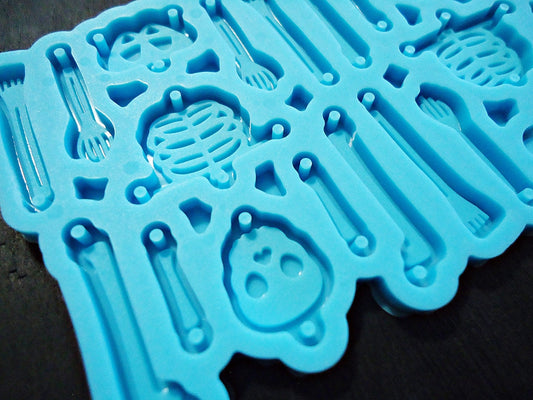 Skeleton Pieces, Movable Skeleton Mold, for Epoxy Resin Earrings, Pendant, Halloween Decoration, Silicone Mold