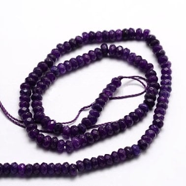 Stone Rondelle Beads - 4x3mm - Dark Purple, Indigo - 13.5" Strand