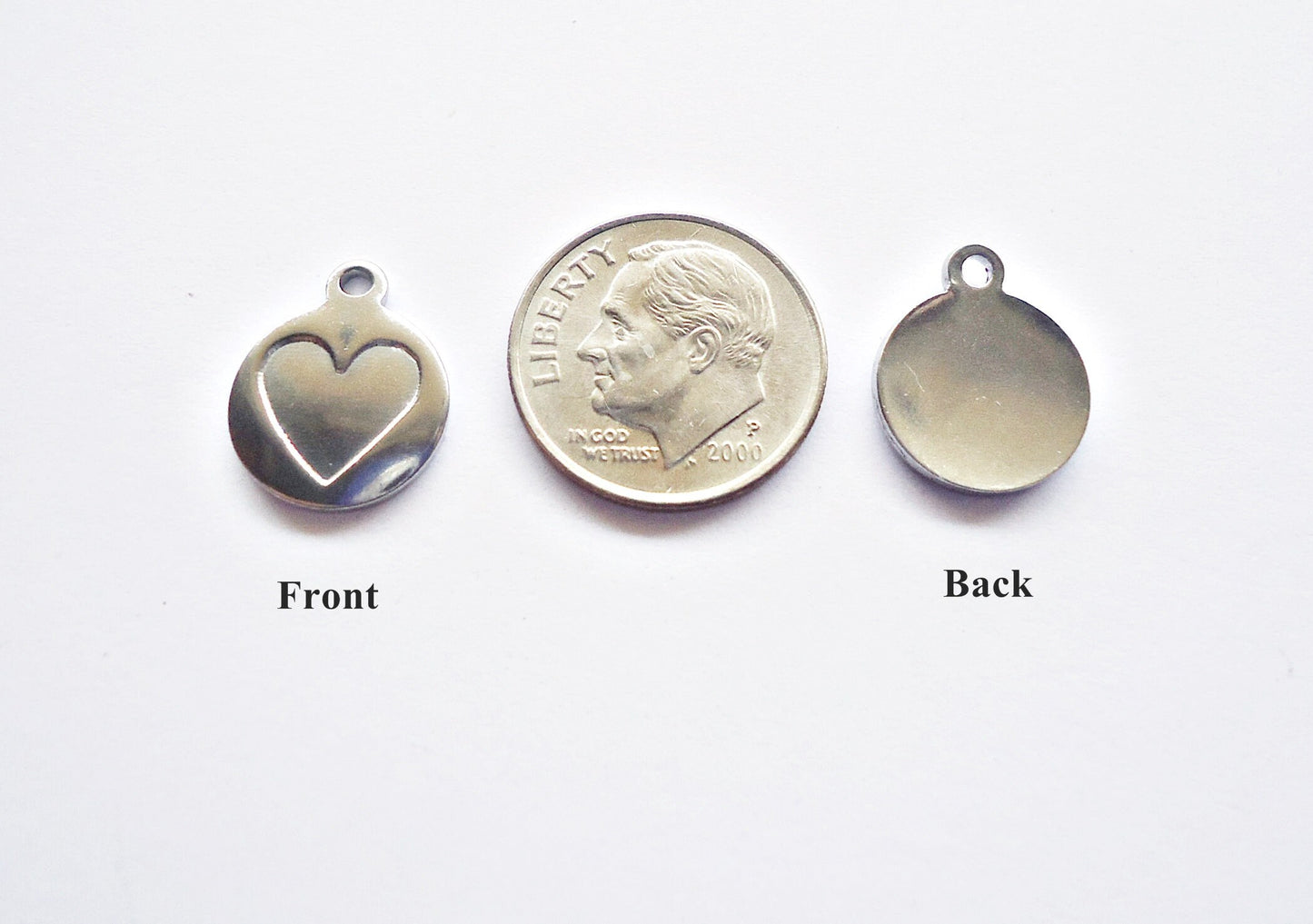 Small Stainless Steel Heart Charms - 15mm x 12mm - Sets of 10
