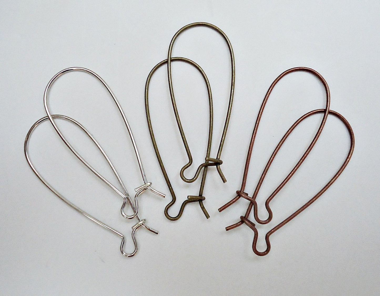 Kidney Earwire in Silver, Antique Bronze, Antique Copper - 50 or 100 Pieces - 33mm x 14mm