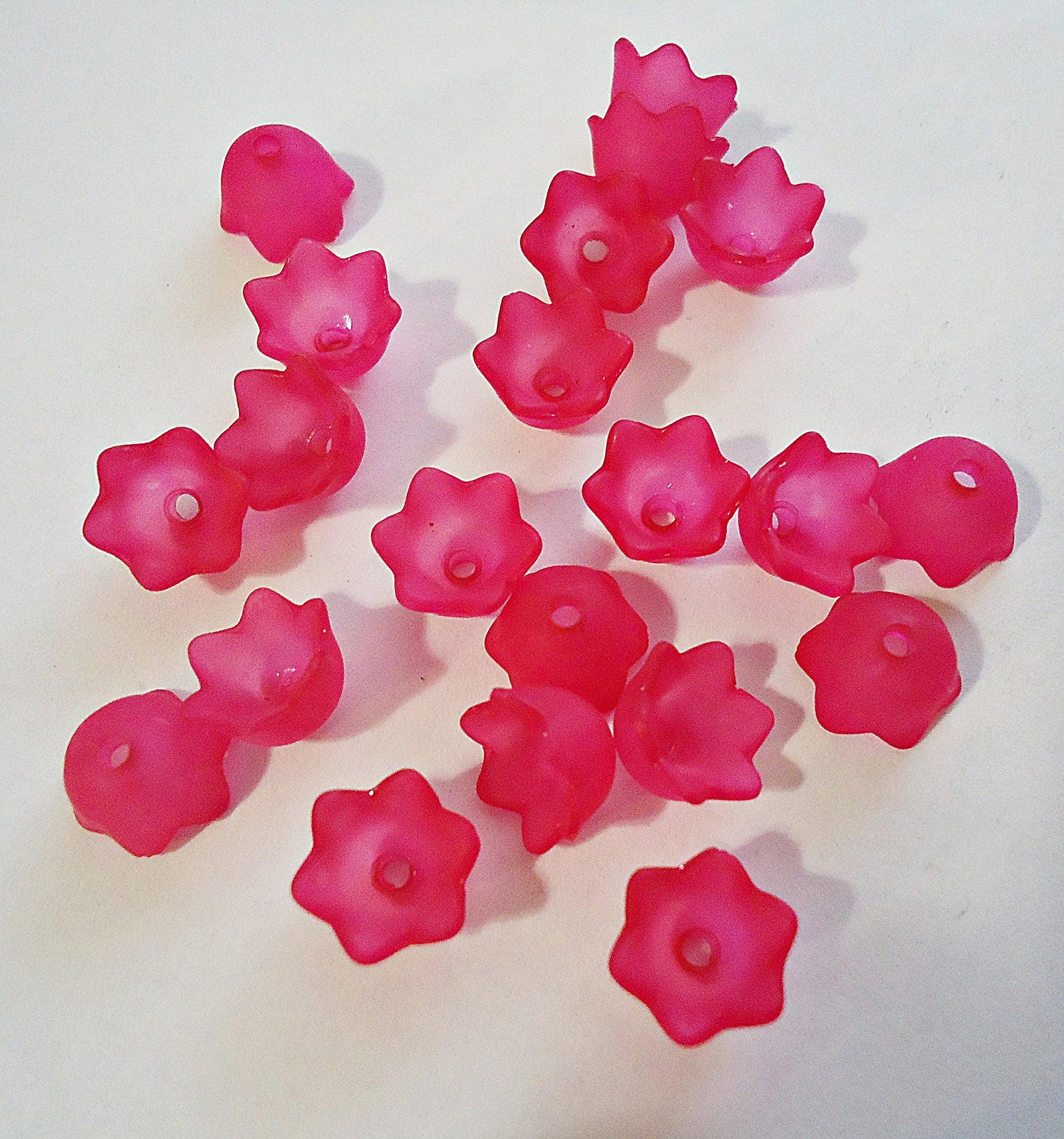 Frosted Acrylic Flower Bead Caps, 10x6mm, Sea Foam Green, Blue, Purple, Magenta Pink, White, Brown, Lily of the Valley, Tulip, Set of 50