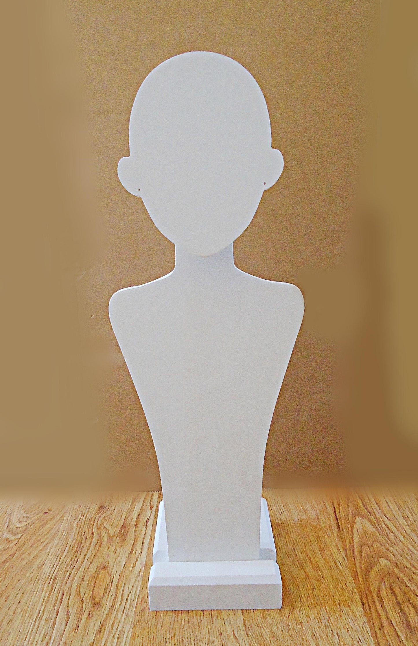 Wood Mannequin Bust, Necklace and Earring Display, White, Wood, Portable