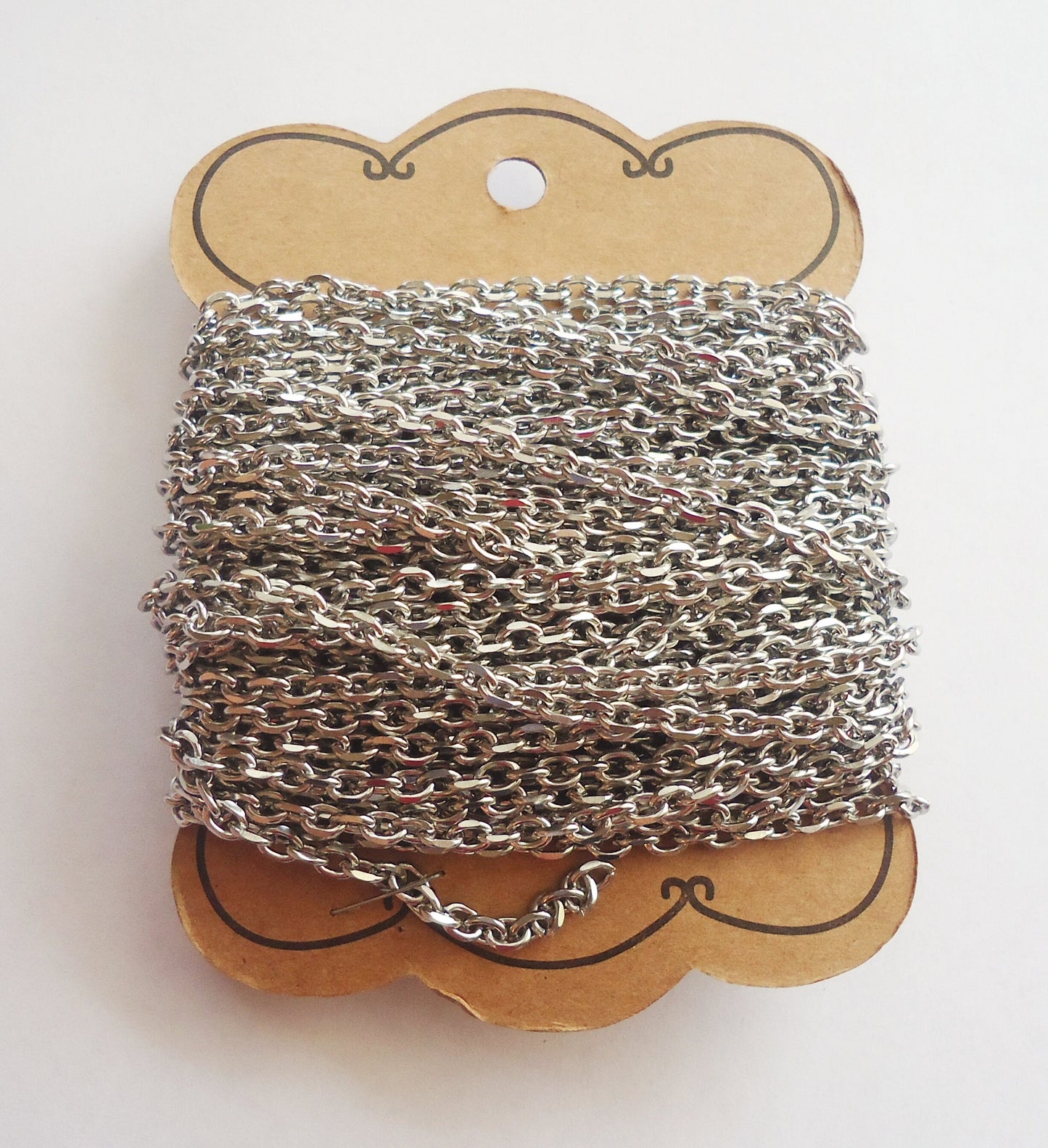 Bulk Unfinished Stainless Steel Chain, 3.7mm Wide, Unsoldered, 10m (33ft)