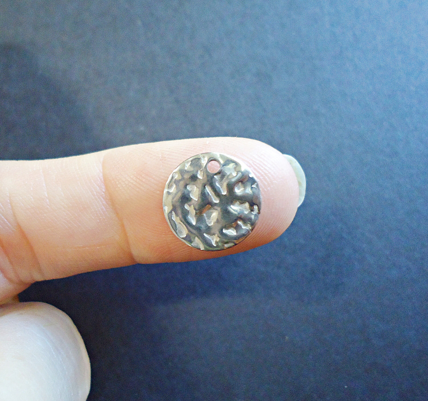 Stainless Steel Textured Hammered Round Discs, 12mm, Versatile Components, Charm, Tag, Disc