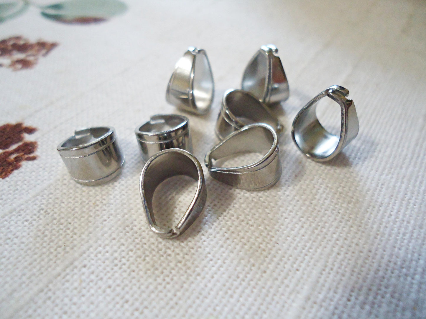 24 Stainless Steel Bails, Mixed Sizes and Styles, Snap on Bails