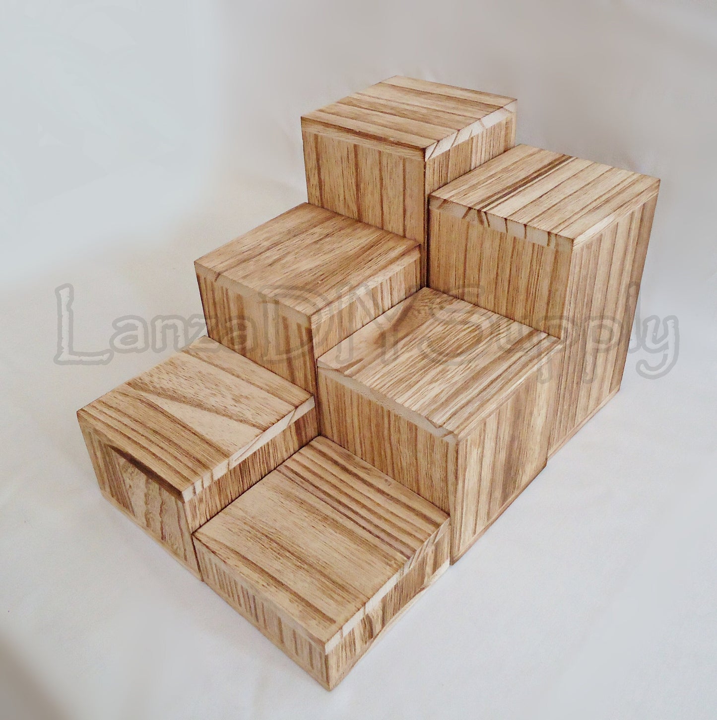 Wooden Display Risers, 3" Square, Hollow, Bracelet and Small Item Display, Brown, Weathered Brown, White, Black, or Natural