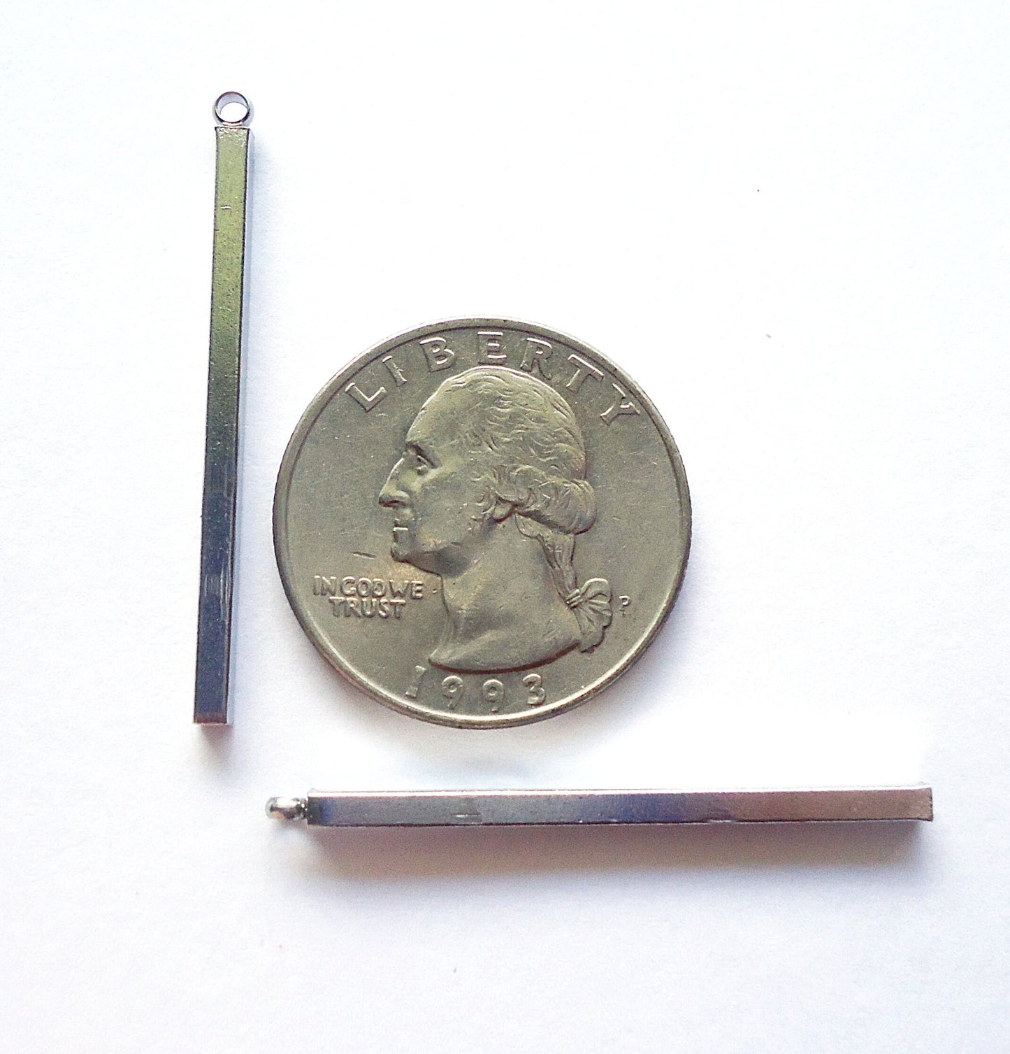 Stainless Steel Bars, 1.5" Long, Skinny Pendants / Charms, Set of 10