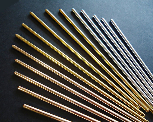 Metal Hair Sticks or Shawl Pins, 125mm (4 7/8") Long x 3mm Wide, Silver, Gold, or Rose Gold Plated