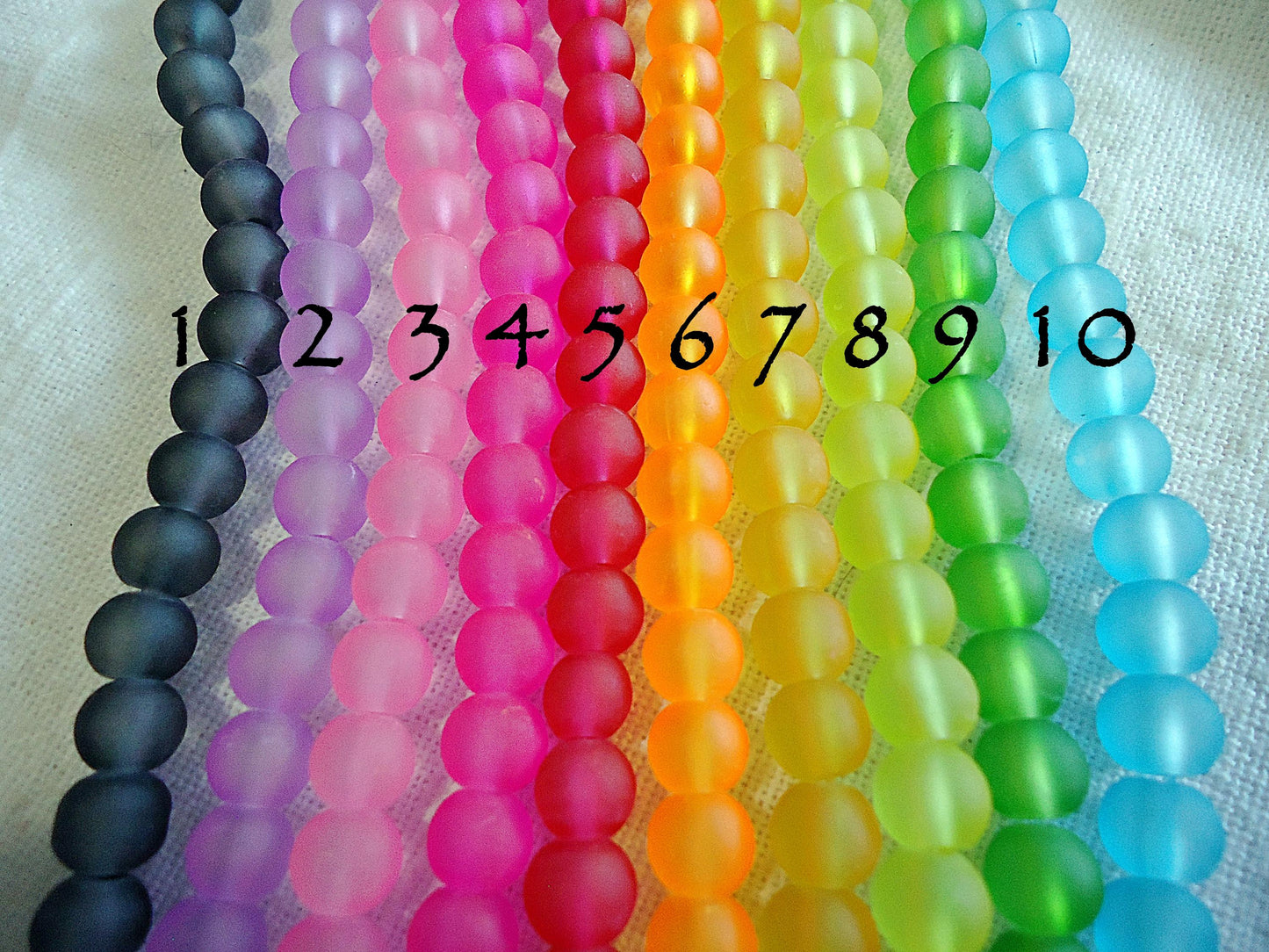 Frosted Round Glass Beads, 6mm, Synthetic Sea Glass, Beach Glass, 15.5" Strand, 70 beads