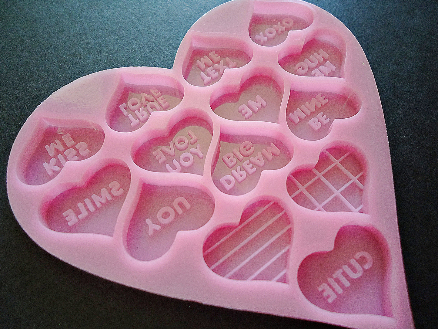 Valentines Conversation Hearts, Epoxy Resin Mold, Silicone Mold, 14 Conversation Hearts, Food Grade, Candy Mold, Wax Mold
