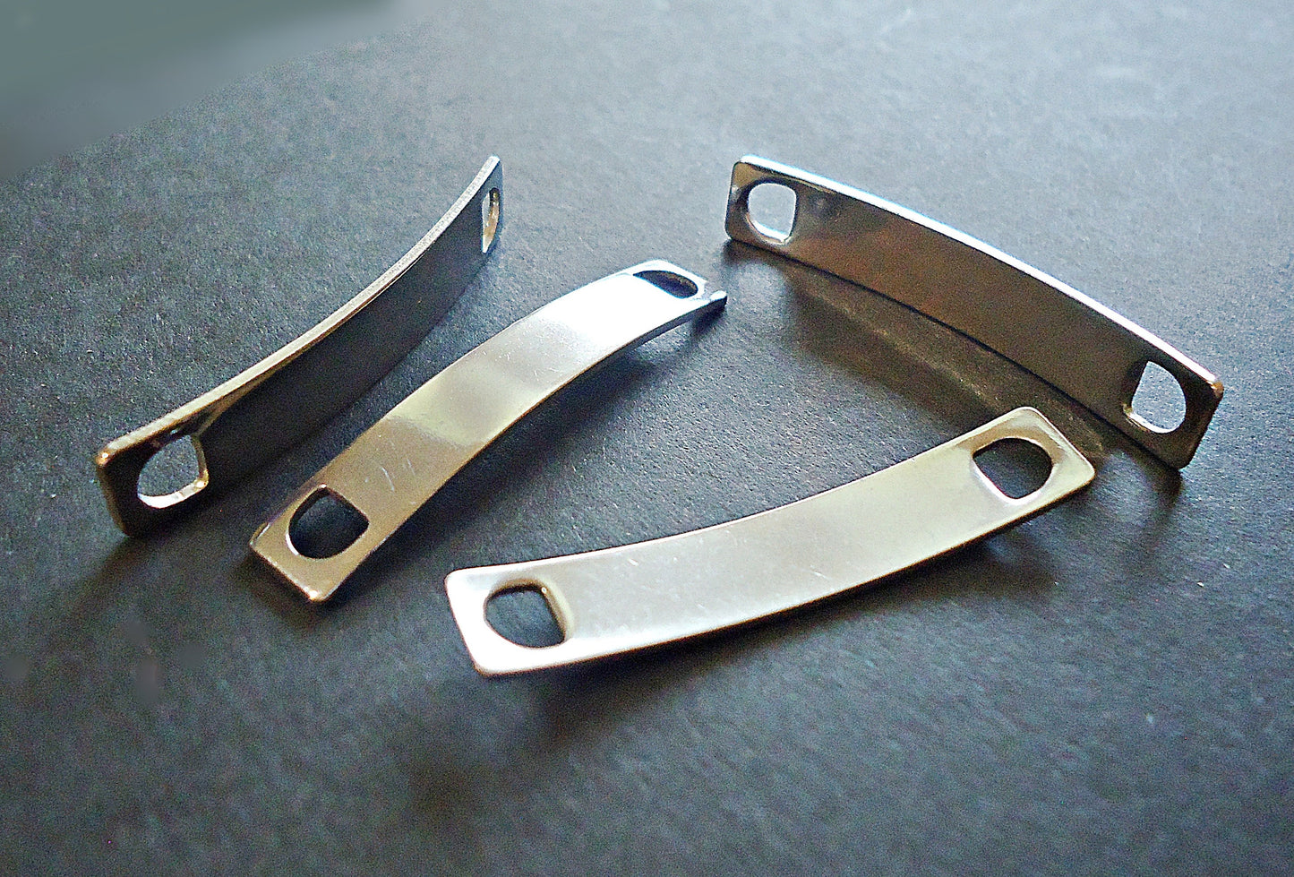 10 Stainless Steel Stamping Blanks, Links, Connectors, Bracelet Links, Curved Rectangle, Set of 10