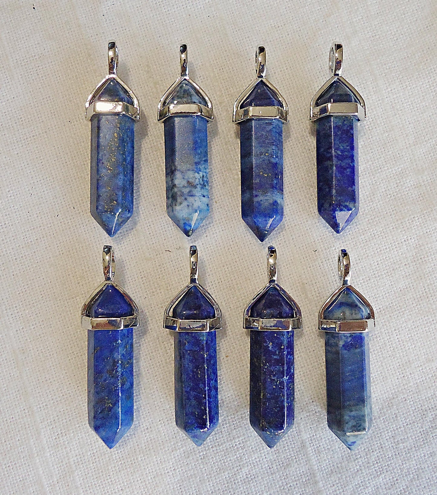 Stone Slider Pendant, Double Terminated, Amethyst Tigereye Quartz Fluorite Green Aventurine Rhodonite Zebra Red Kambaba Jasper Black Obsidian Lapis