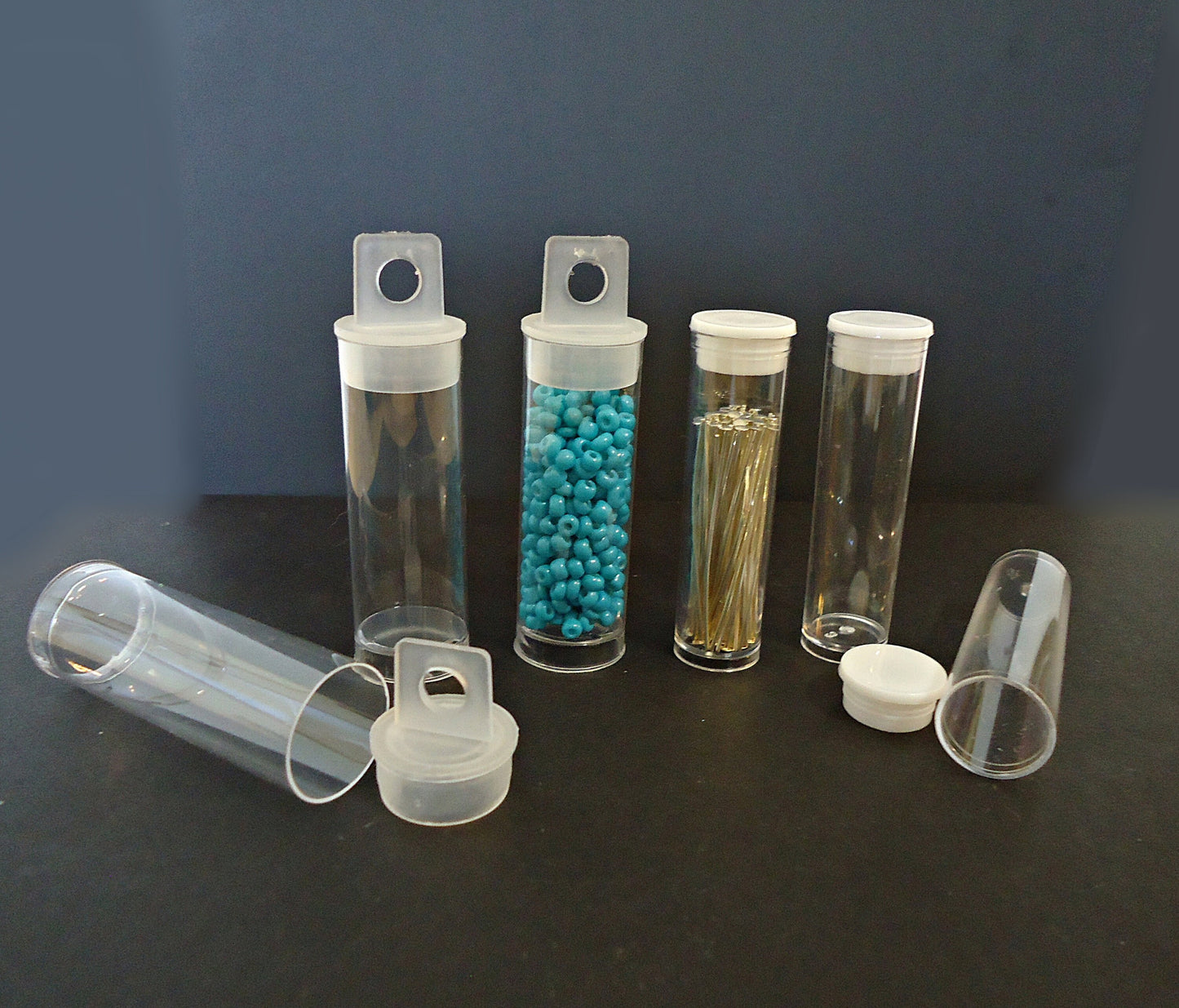 Small Bead Storage Tube Container - Small Beads, Seed Beads, Headpins, etc. - 3ml or 10ml Sizes - Set of 10 with Lids