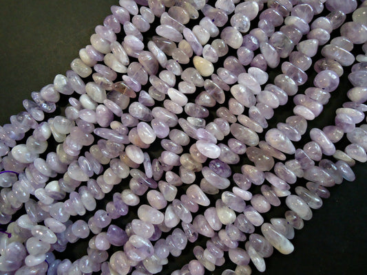 Amethyst Pebbles 10-15mm, Tumbled, Smooth, Center Drilled, 16" Strand, Light Purple