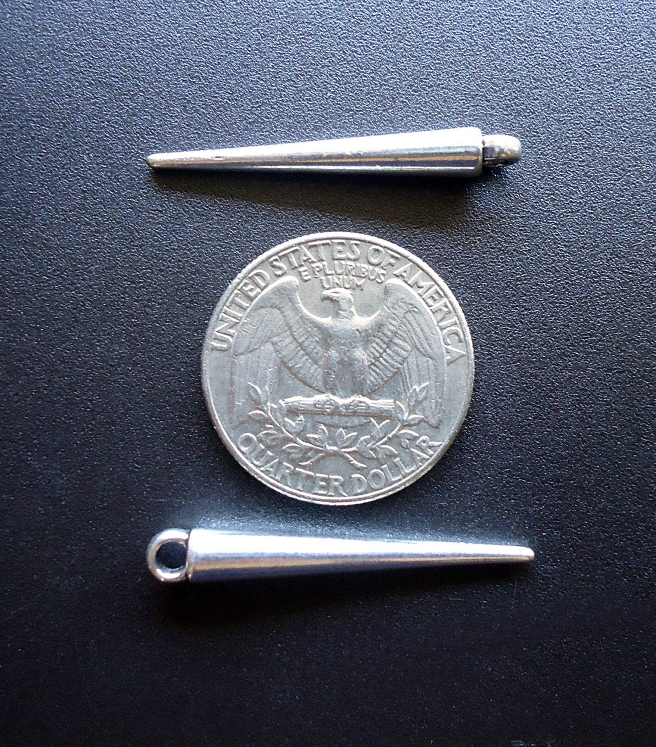 Metal Spike Pendants / Charms - Antique Silver - 1 1/4" Long