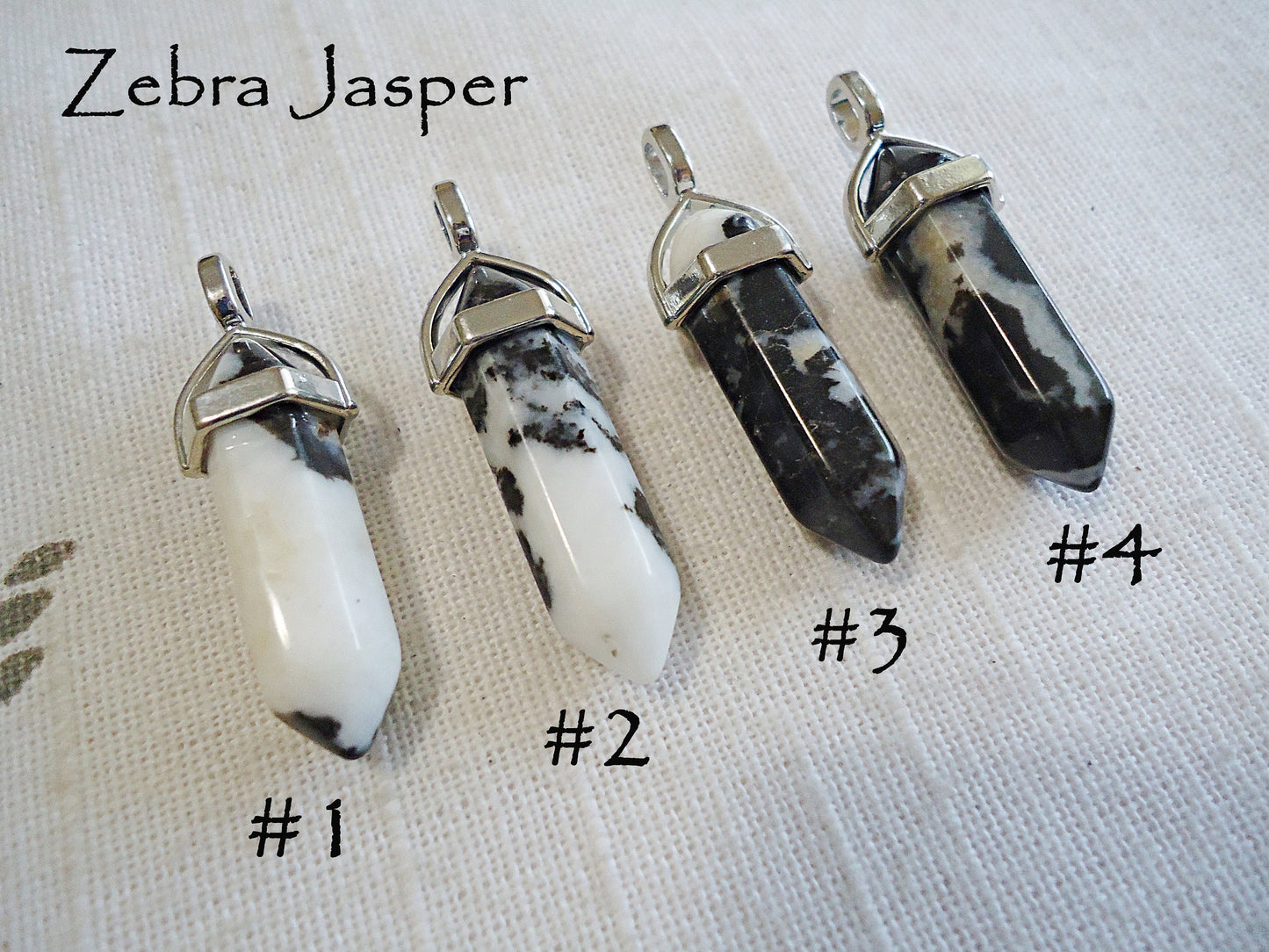 Stone Slider Pendant, Double Terminated, Amethyst Tigereye Quartz Fluorite Green Aventurine Rhodonite Zebra Red Kambaba Jasper Black Obsidian Lapis