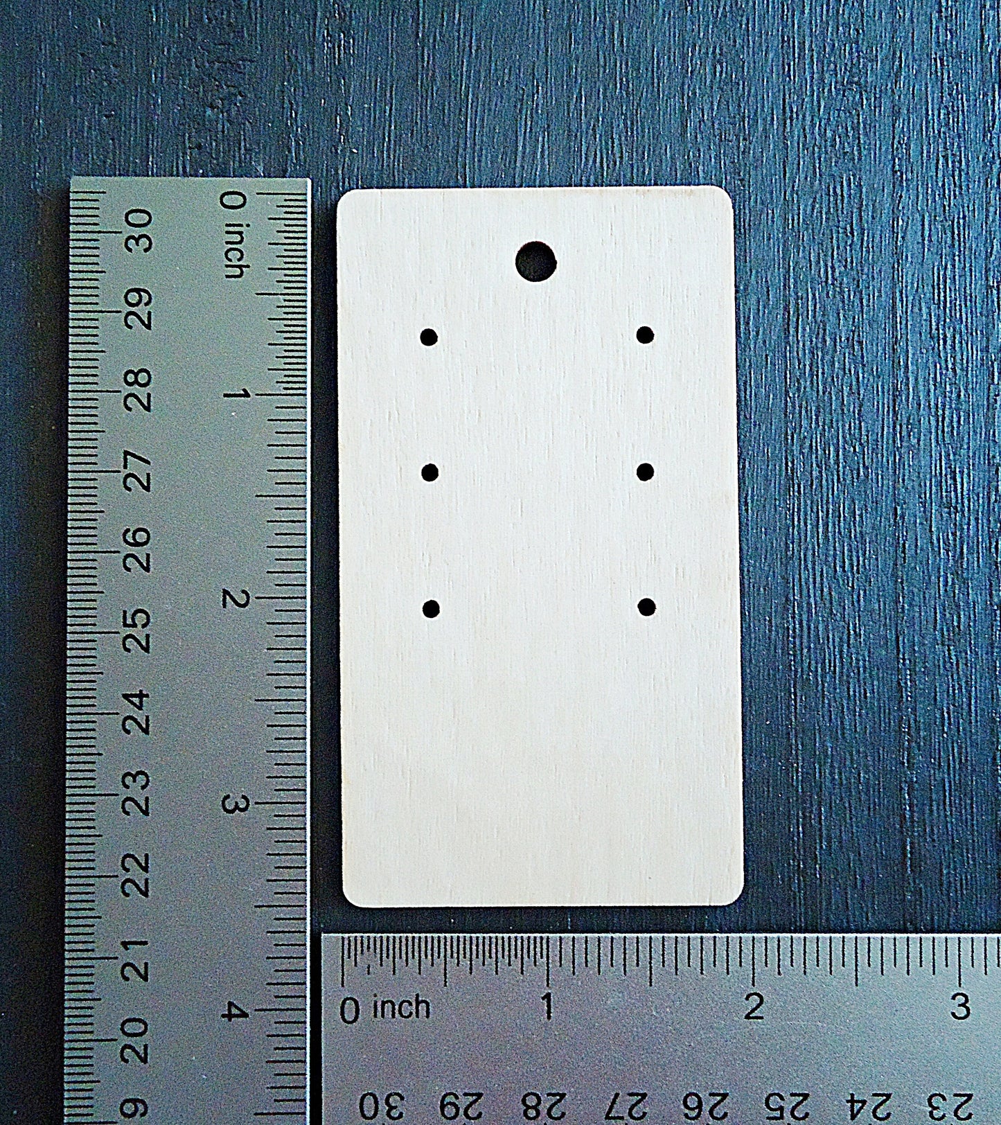 Wooden Earring Cards, 3.5" x 2", Hanging Cards, 2.6mm Thick, Hanging Earring Display Cards, 6 holes