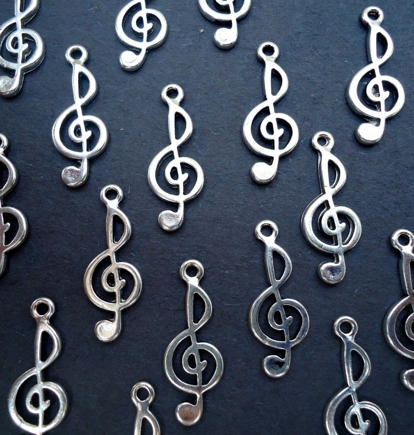 Silver Treble Clef Charms - 1 Inch Tall - Set of 20