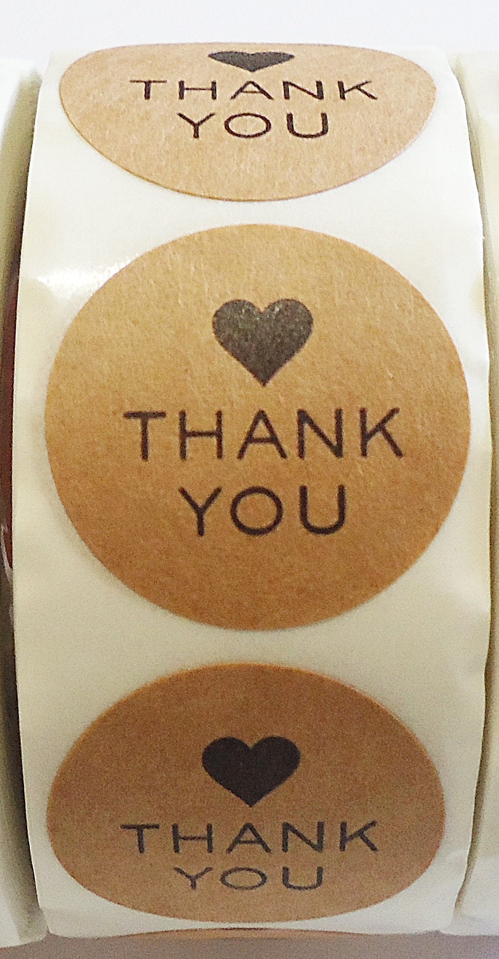 500 Stickers, 1 Inch Wide, Thank You, Handmade with Love, Especially For You, Kraft Brown, Packaging, Labels