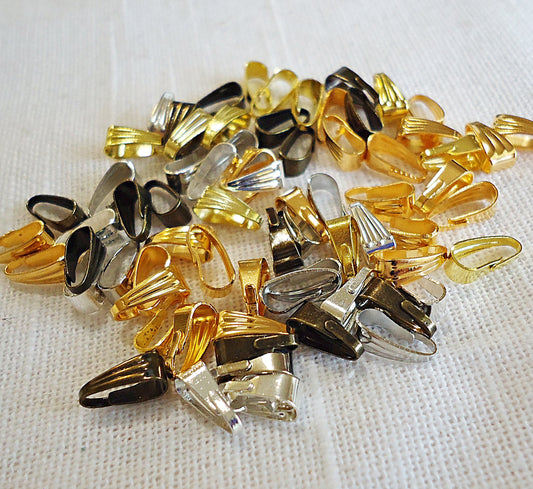 Small Scalloped Bails, Assorted Finishes, Jump Ring Alternative, 8.5x3mm