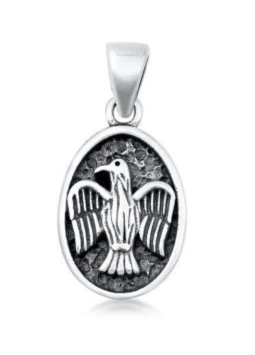 Small Eagle Pendant, Antiqued Sterling Silver, 15mm Tall, with Sterling Silver Bail