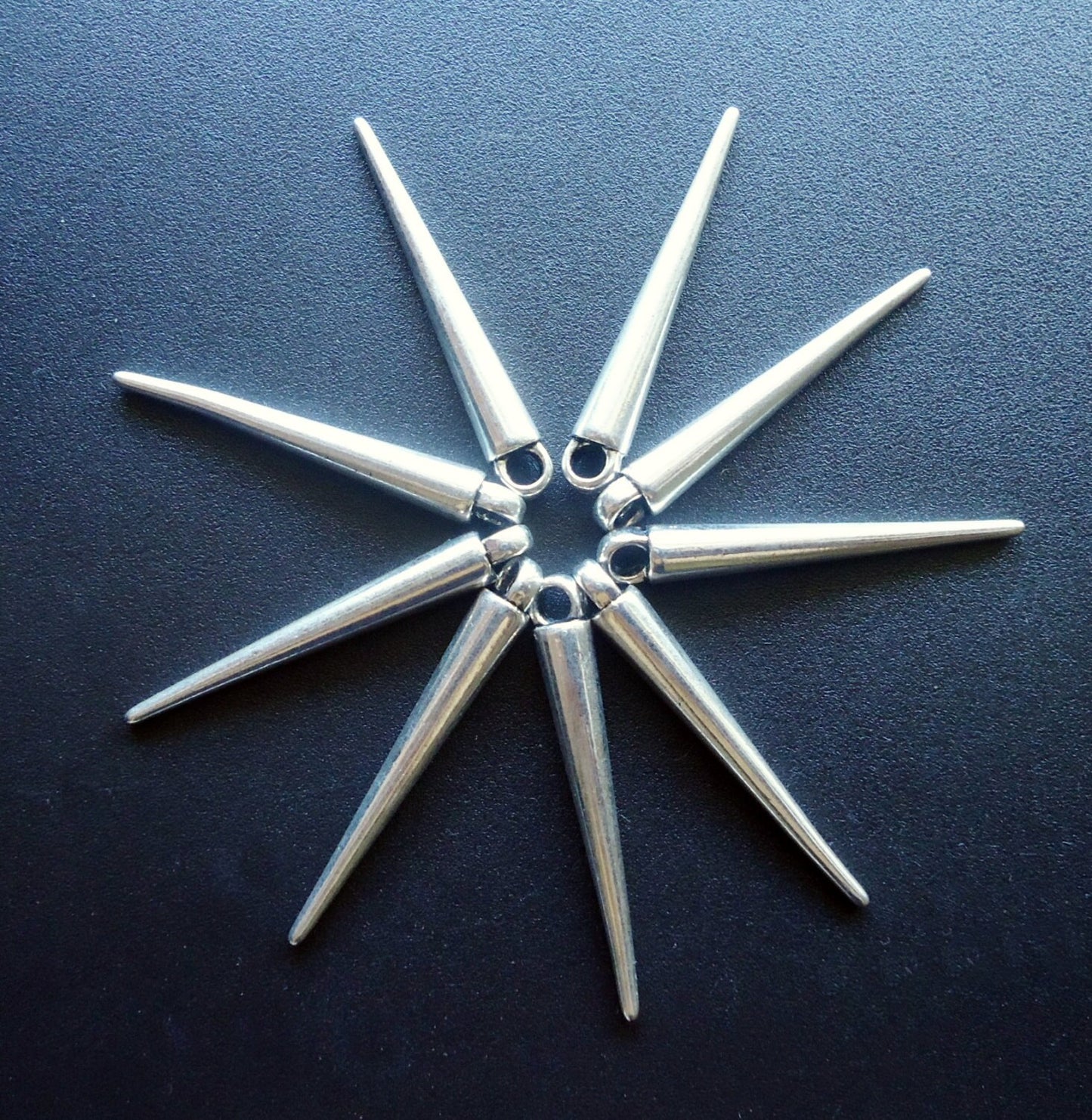 Metal Spike Pendants / Charms - Antique Silver - 1 1/4" Long