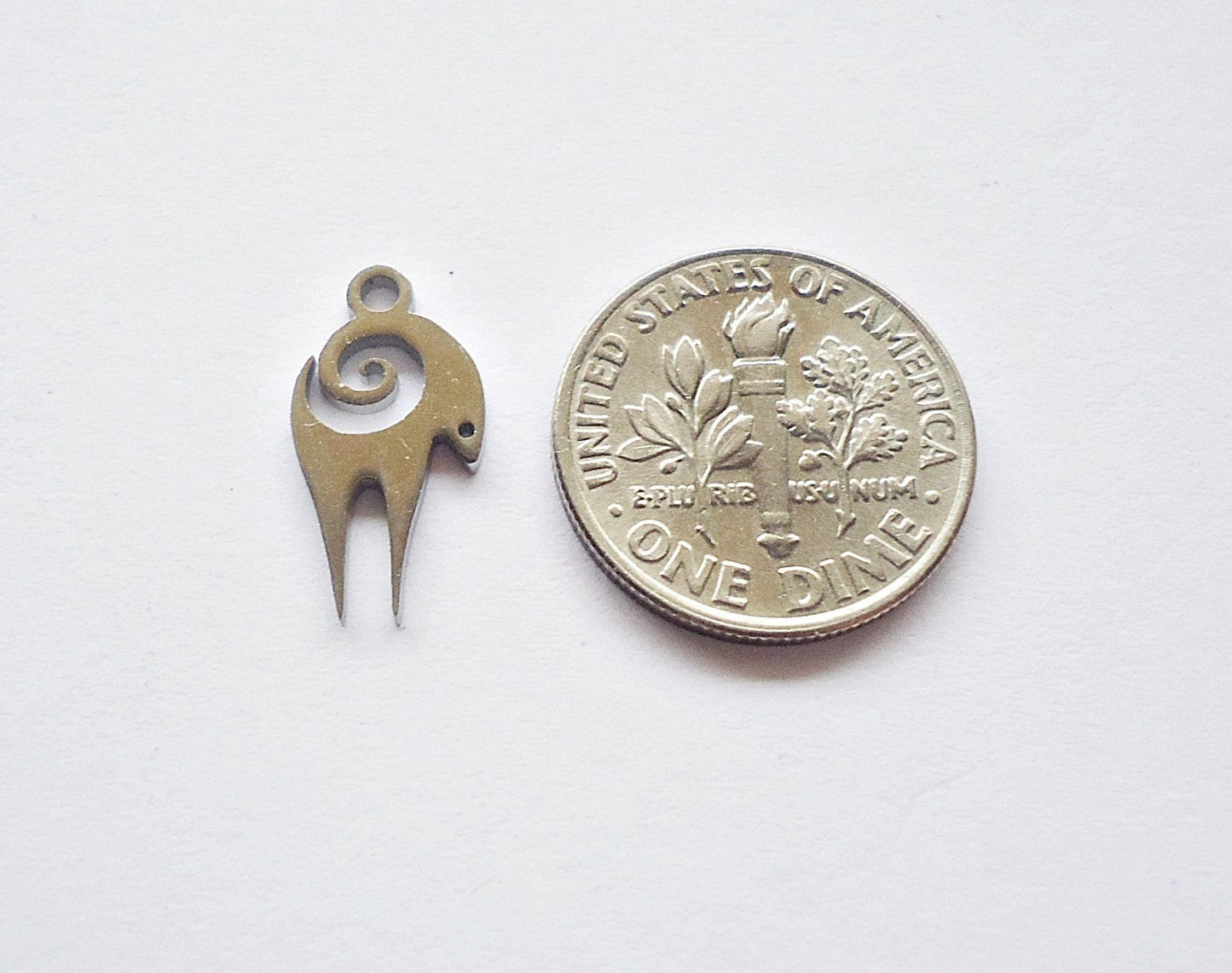 Small Stainless Steel Ram Charms - Aries Astrological Sign - 16mm x 9mm - Sets of 10