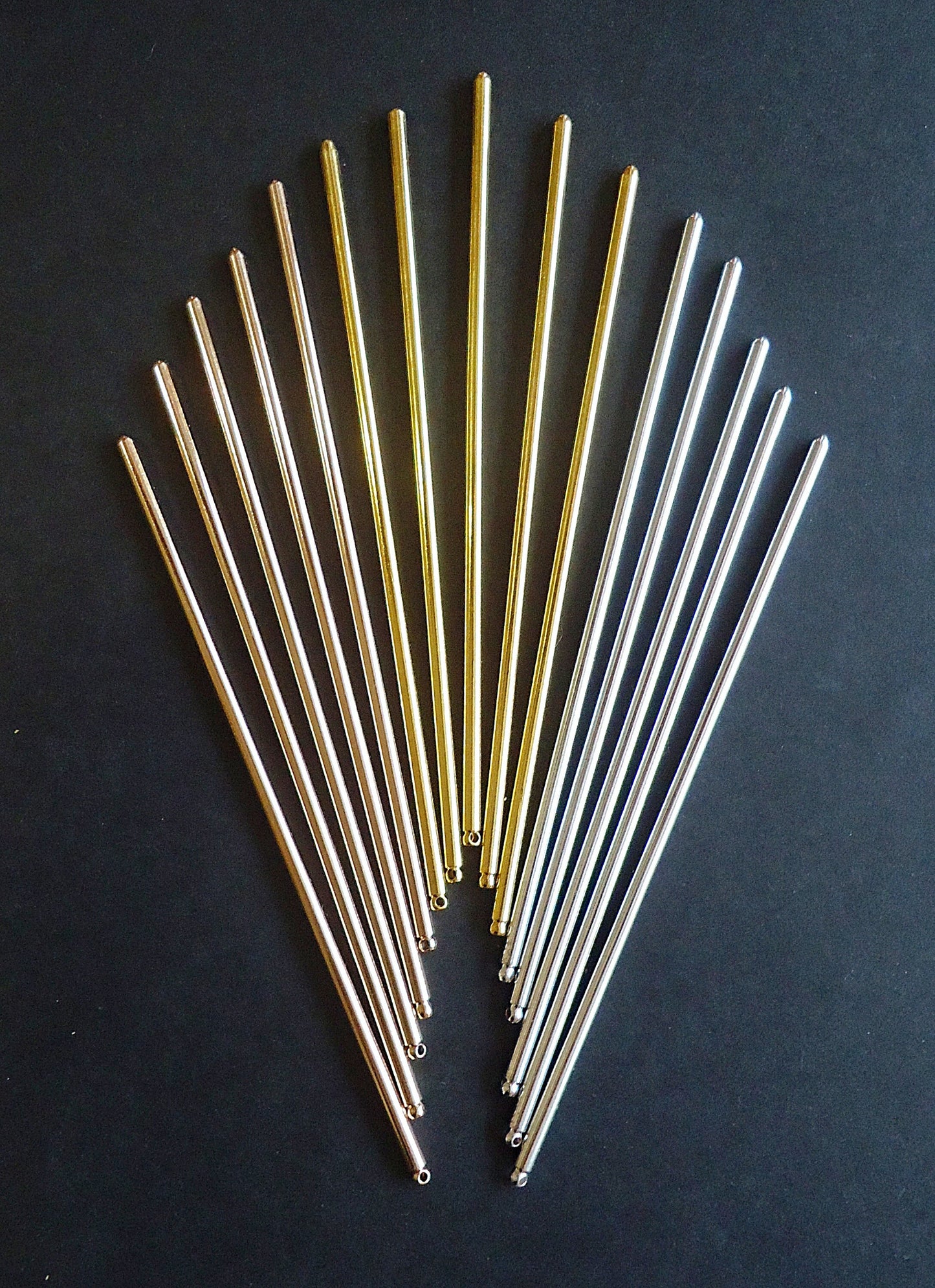 Metal Hair Sticks or Shawl Pins, 125mm (4 7/8") Long x 3mm Wide, Silver, Gold, or Rose Gold Plated