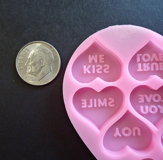 Valentines Conversation Hearts, Epoxy Resin Mold, Silicone Mold, 14 Conversation Hearts, Food Grade, Candy Mold, Wax Mold