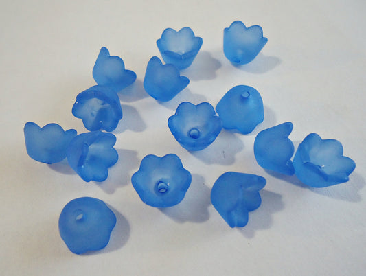 Frosted Acrylic Flower Bead Caps, 10x6mm, Sea Foam Green, Blue, Purple, Magenta Pink, White, Brown, Lily of the Valley, Tulip, Set of 50