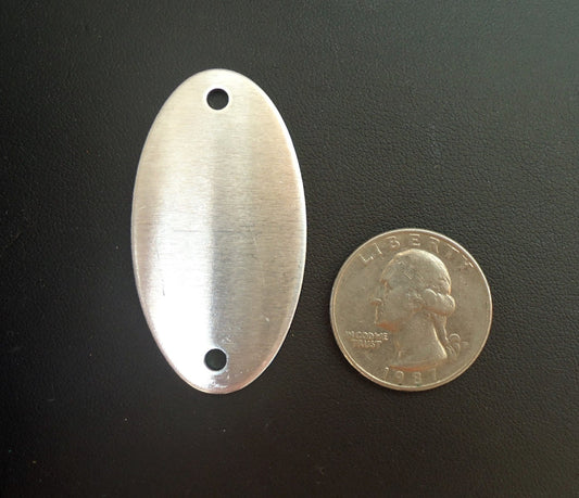 10 Large Oval Aluminum Stamping Blanks with 2 Holes - 1 7/8" Tall, Links, Connectors