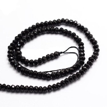 Stone Rondelle Beads - 4x3mm - Black - 14" Strand, approximately 115 beads