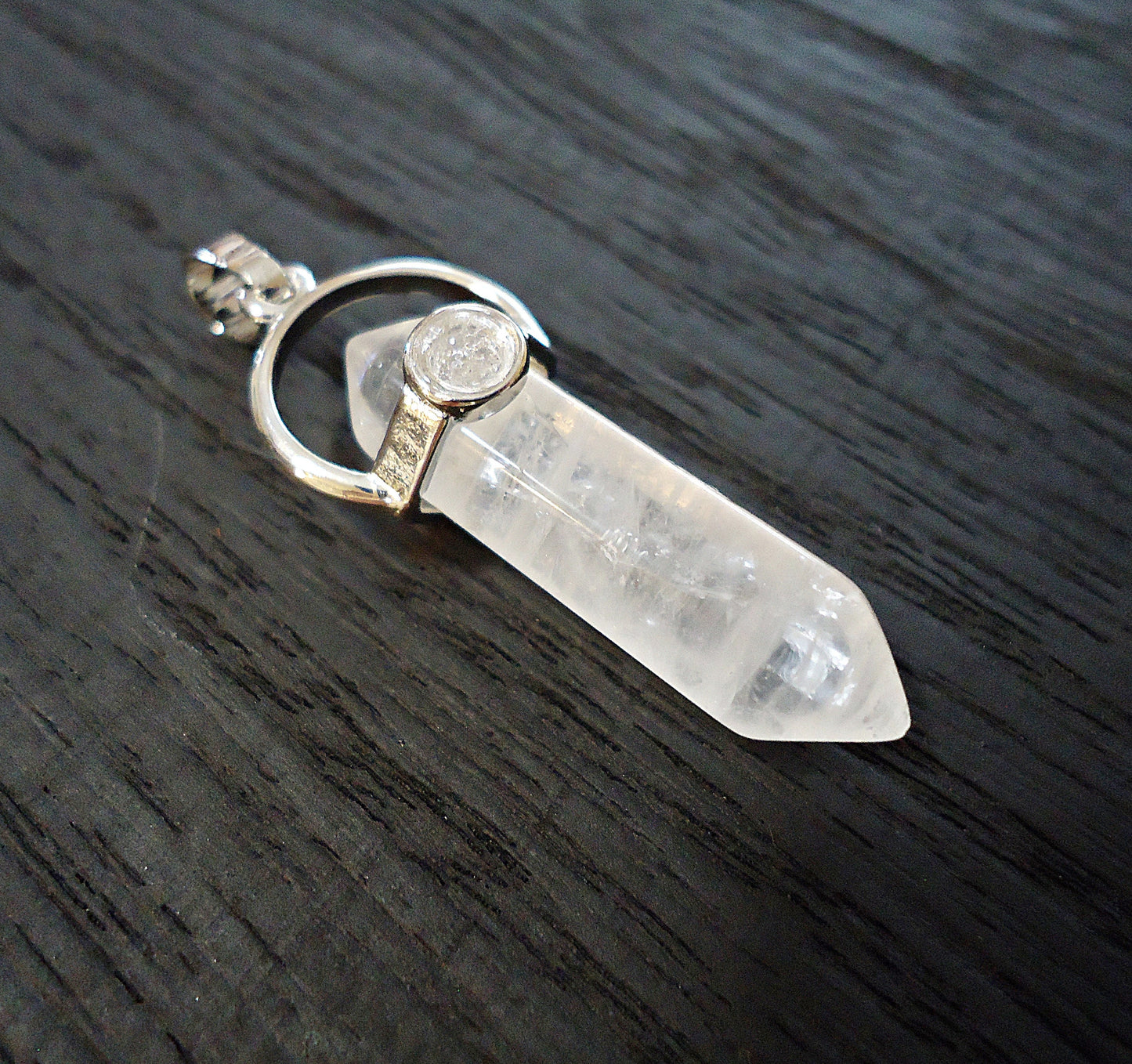 Quartz Crystal Pendant, Double Terminated Crystal, 1.25" Long