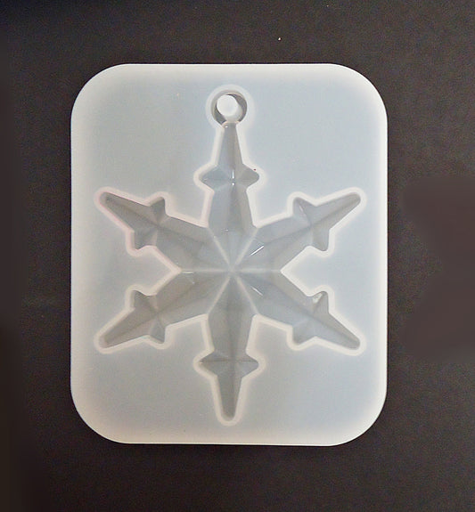 Silicone Snowflake Ornament Mold, Faceted Snowflake, Finished Ornament is 3 1/4" Tall x 2 1/2" Wide, Resin Ornament Craft Supplies