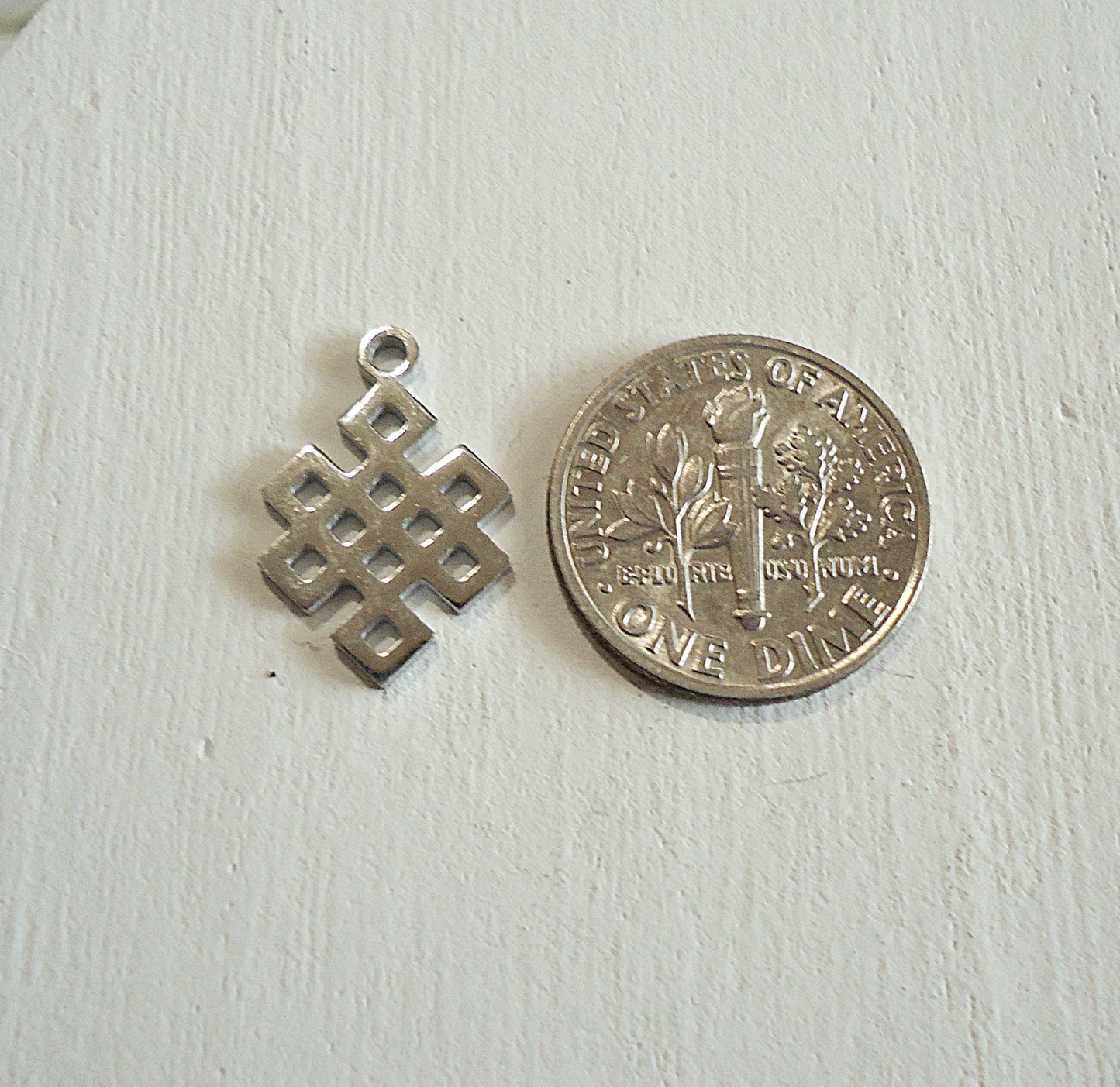 Small Stainless Steel Celtic Knot Charms - 18mm x 12mm - Set of 10, Geometric Design