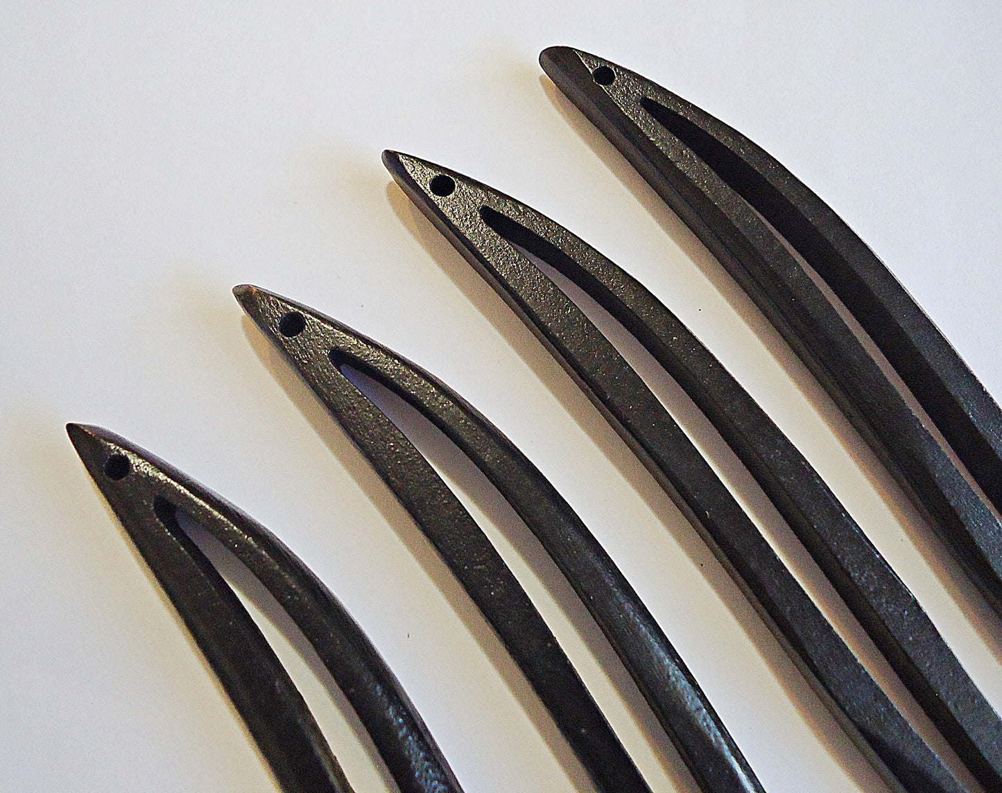 Wooden Hair Sticks - Black Wavy with Hole for Embellishing - 6.5" Long - Hair Stick Blanks